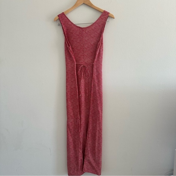 Vintage Maxi Floral Red Dress Sz M - Picture 3 of 10
